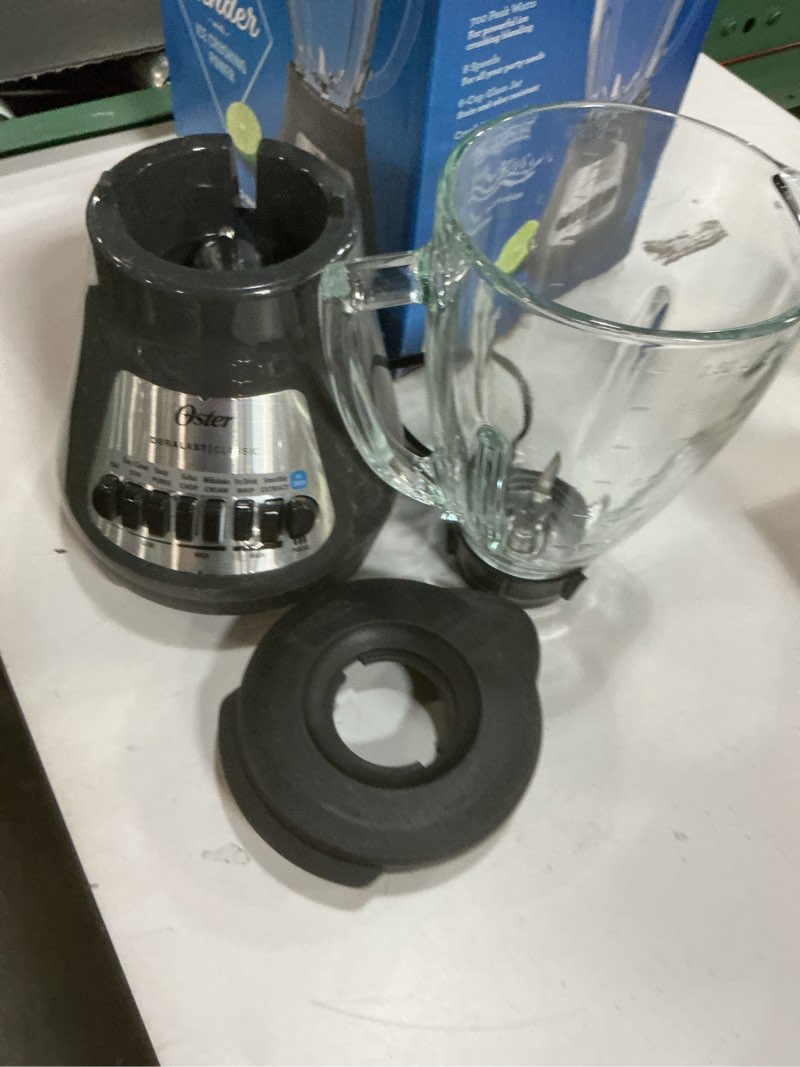 Condition photo showing As Is for Oster® Classic Series 8-Speed Blender with 6-Cup Glass Jar, Gray