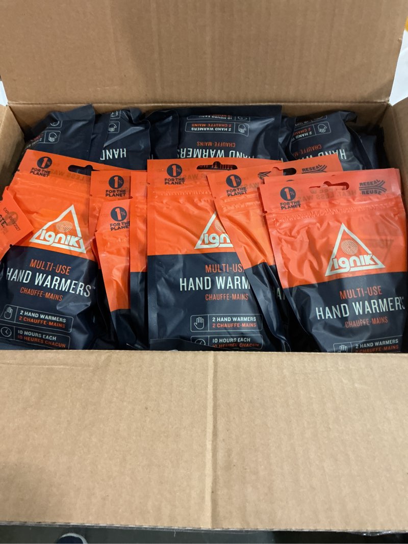 Condition photo showing New/Like New for Ignik Resealable Multiple-Use Hand Warmers for 10 Hours of Heat Across 72 Hours 80 Pairs