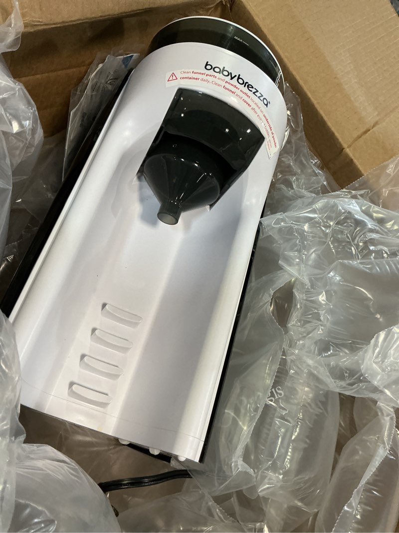 Condition photo showing As Is for baby brezza new and improved formula pro advanced formula dispenser machine - automatically mix a warm formula bottle instantly - easily make bottle with automatic powder blending, white formula pro advanced dispenser