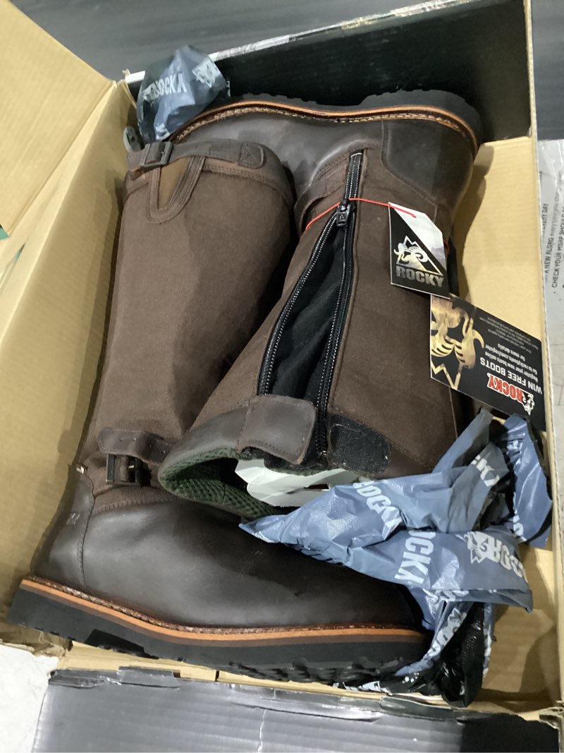 Condition photo showing New/Like New for rocky men's falls waterproof snake boot knee high 11.5 dark brown