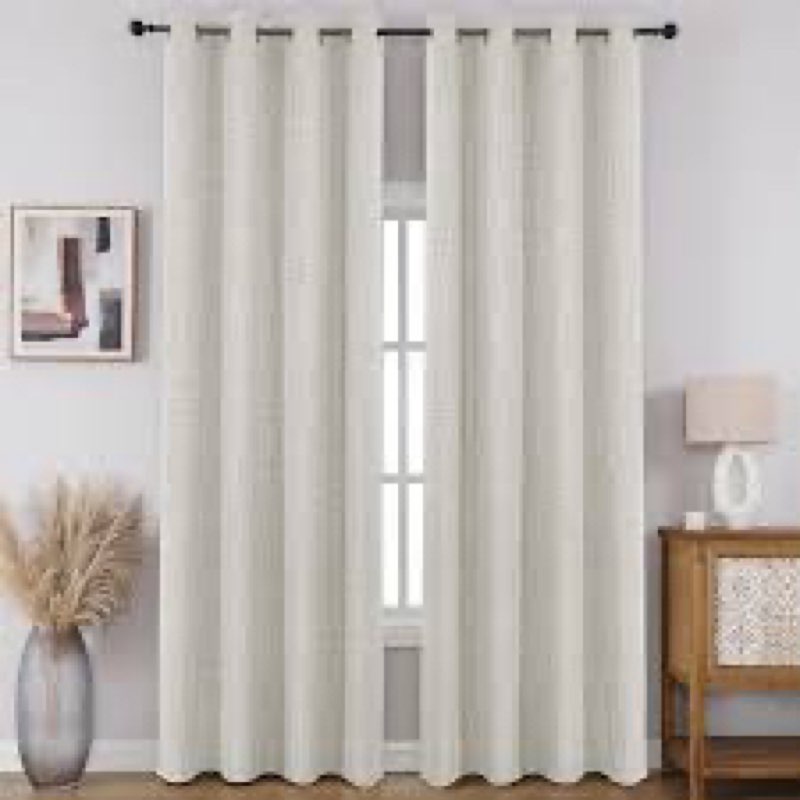 CUCRAF Linen 100% Blackout Curtains 108 Inch Length 2 Panels Set, Back Tab and Rod Pocket Curtain fo