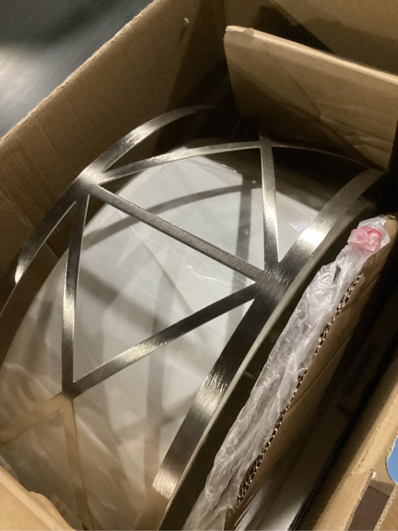 Condition photo showing Good Condition for Kichler Edenbrook Brushed Nickel Modern/Contemporary Etched Glass Drum Pendant Light for Dining Room/Living Room19.86 x 19.15 x 10.91 inches