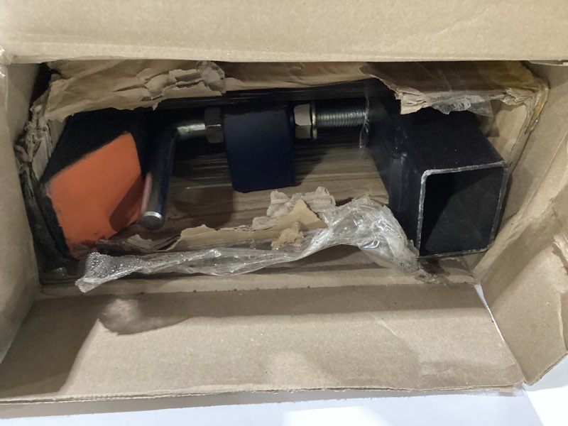 Condition photo showing As Is for 43" (2500 lbs) with Connecting Rod Heavy Duty Pallet Forks with Adjustable Stabilizer Bar for Loader Bucket Skid Steer Tractor, Black 43'' with Rod