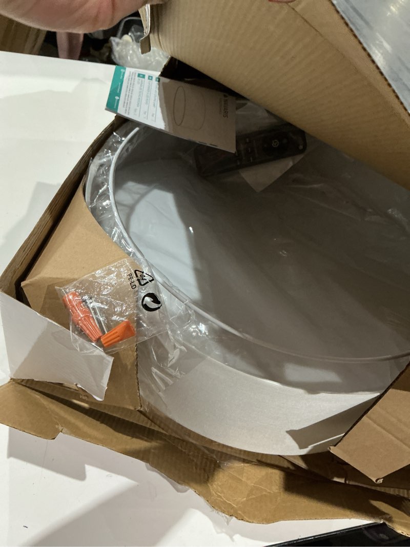 Condition photo showing Good Condition for navaris flush mount ceiling light - 15.75" diameter drum lamp shade led fixture with remote control for bedroom, living room, kitchen - white