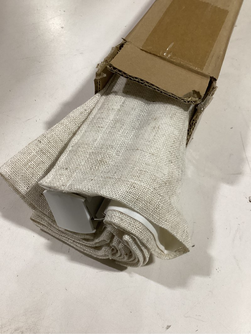 Condition photo showing As Is for Everyday Celebration Linen Blend Cordless Roman Blinds – Light Filtering Pull Down Window Treatment for Home, Indoor Shades & Blinds (24x64 Natural) 24"W x 64"H Natural