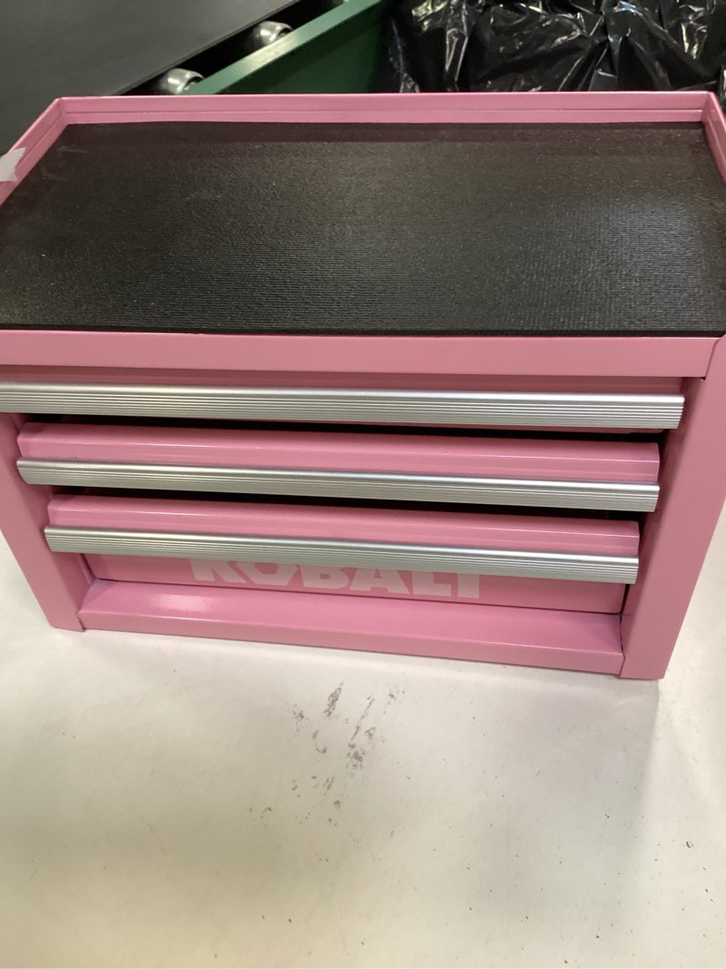 Condition photo showing Good Condition for Kobalt Portable Mini Base Toolbox 11.1-in W x 7.36-in H x 6.14-in D 3 -Drawer Pink Steel Tool Box