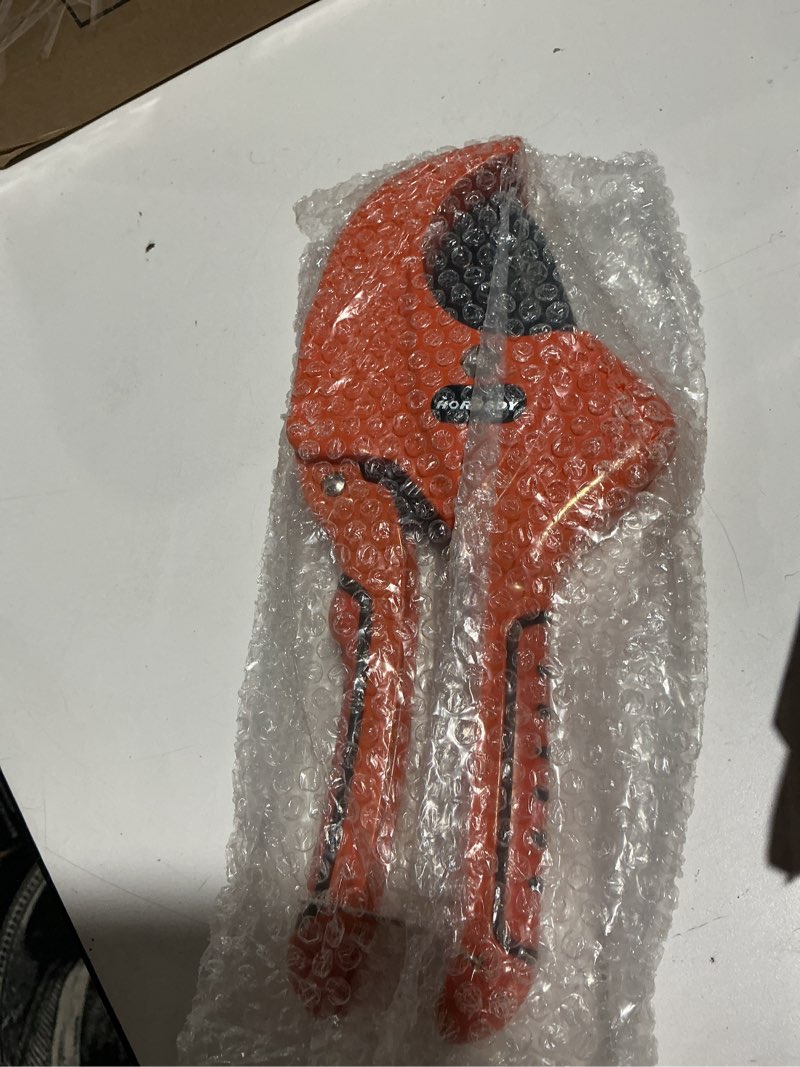 Condition photo showing Good Condition for horusdy 2-1/2" ratchet pvc pipe cutter for pex,pvc,ppr and plastic hoses, sk5 steel blades ratcheting pipe cutter tool for home repairs and plumbers