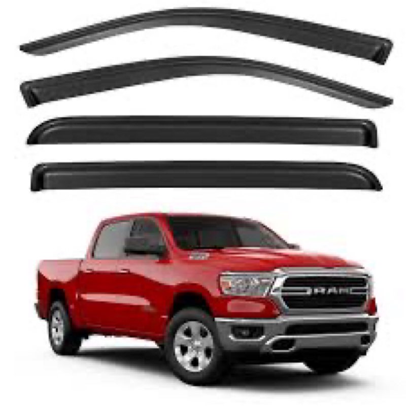 Window Visors Rain Guards for 2019-2025 Dodge Ram 1500 Crew Cab (New Body Style), Out-Channel Window