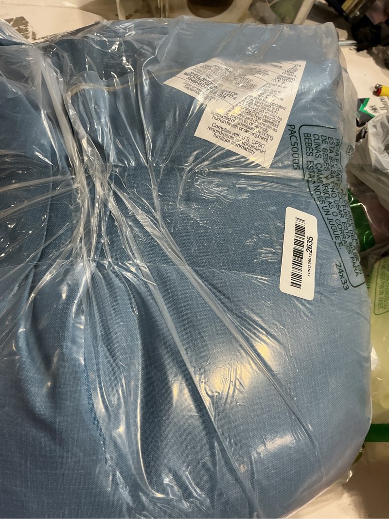 Condition photo showing Good Condition for arden outdoor toss pillow, 2-pack, 16x16, french blue | indoor/outdoor décor, rain-proof, fade resistant, mold and mildew resistant 16 x 16 french blue texture 2