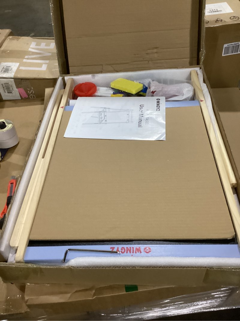 Condition photo showing New/Like New for WINGYZ Easel for Kids – 3-in-1 Art Easel with Chalkboard, Magnetic Whiteboard & Paper Roll, Adjustable Wooden Drawing Board for Home, Classroom & Outdoor, Creative Gift for Toddlers & Kids 2-12