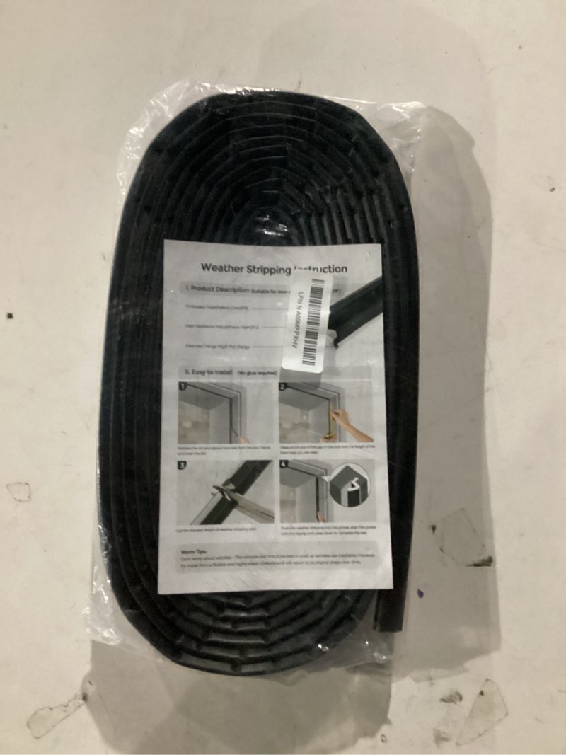 Condition photo showing New/Like New for Weather Stripping Door Seal Strip - Soundproof Q-Shaped Foam for Exterior Door Frame, Large Gap Seal, Noise Cancelling, Easy to Install (Black, 26FT) 26FT Black