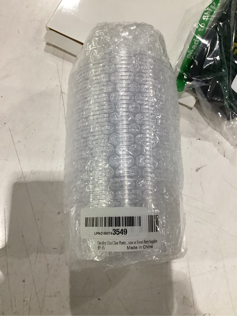 Condition photo showing New/Like New for 12oz small clear plastic bowls, 50 pack disposable hard plastic salad bowls party serving bowls for ice creams, fruit, desserts, parfaits, snacks