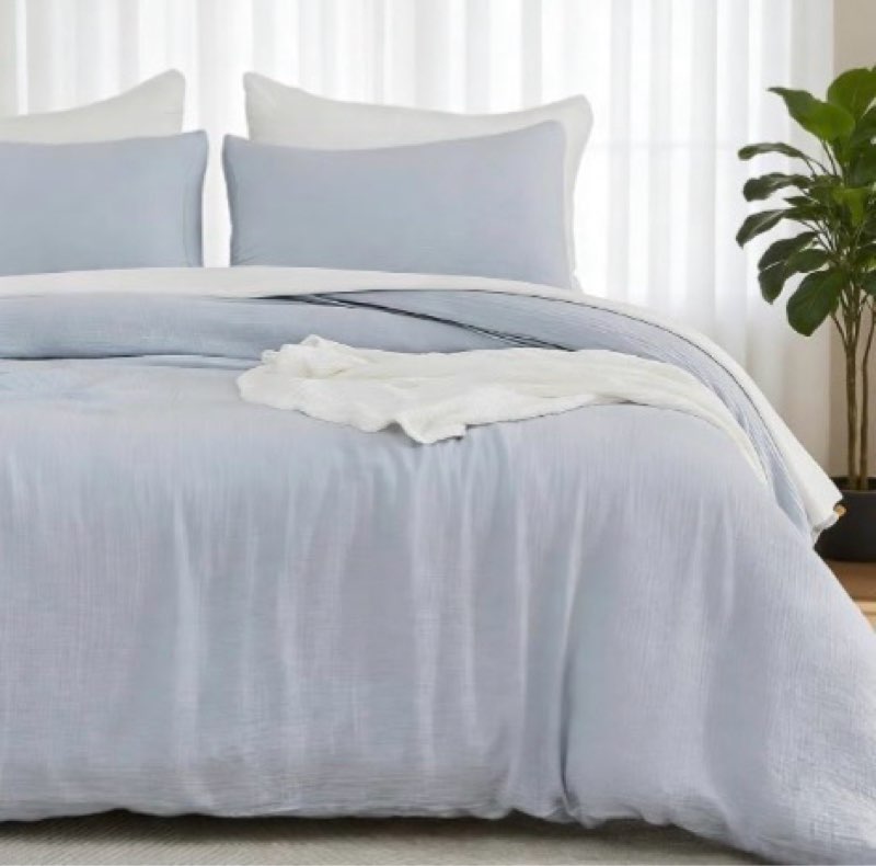 emme muslin cotton duvet cover set queen size linen like soft breathable lightweight summer comforter
