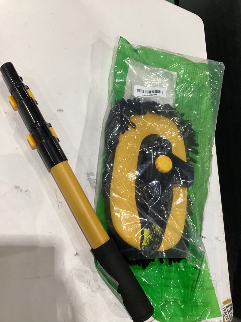 Condition photo showing Good Condition for 15° curved car wash brush with long handle 43" extension pole rv truck microfiber cleaning mop auto suv wheel boat exterior interior detailing 2 in 1 carwash duster not hurt paint, yellow