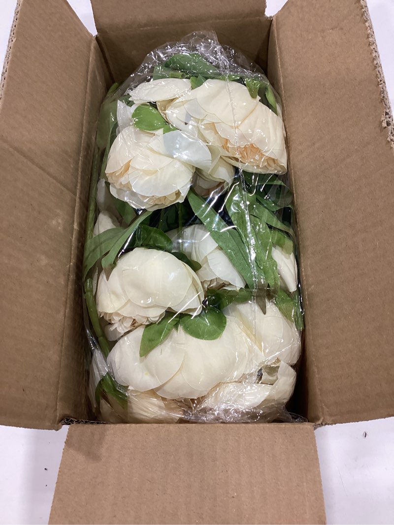 Condition photo showing Good Condition for florisso 6 pcs 27" faux silk artificial peony flowers, fake peony branches for vase diy bouquet centerpieces wedding shower decorations, champagne