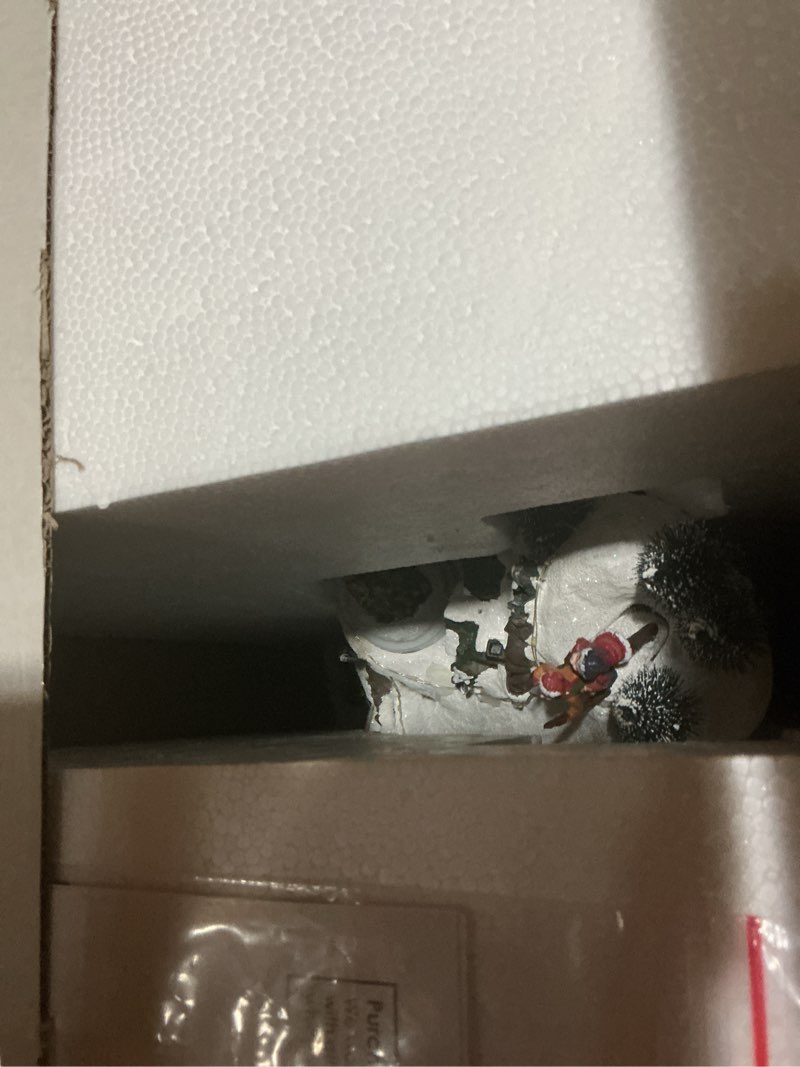 Condition photo showing New/Like New for Alpine Corporation 18" Tall Indoor Animated Winter Wonderland Set with 75 LED Lights, Music, Moving Train, Tabletop Christmas Decoration Mountain Village