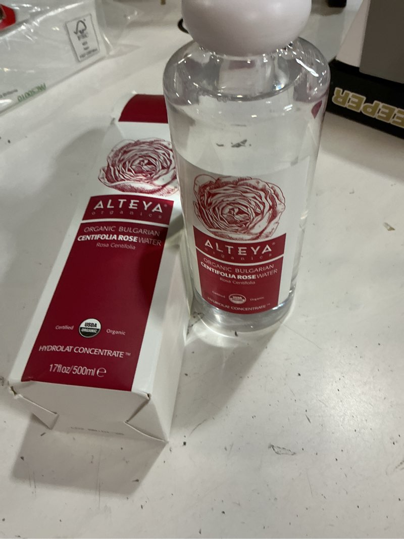 Condition photo showing New/Like New for alteya organics rose water usda certified organic facial toner, 17 fl oz/500ml pure bulgarian rosa damascena flower water, award-winning moisturizer bpa-free bottle with reducer