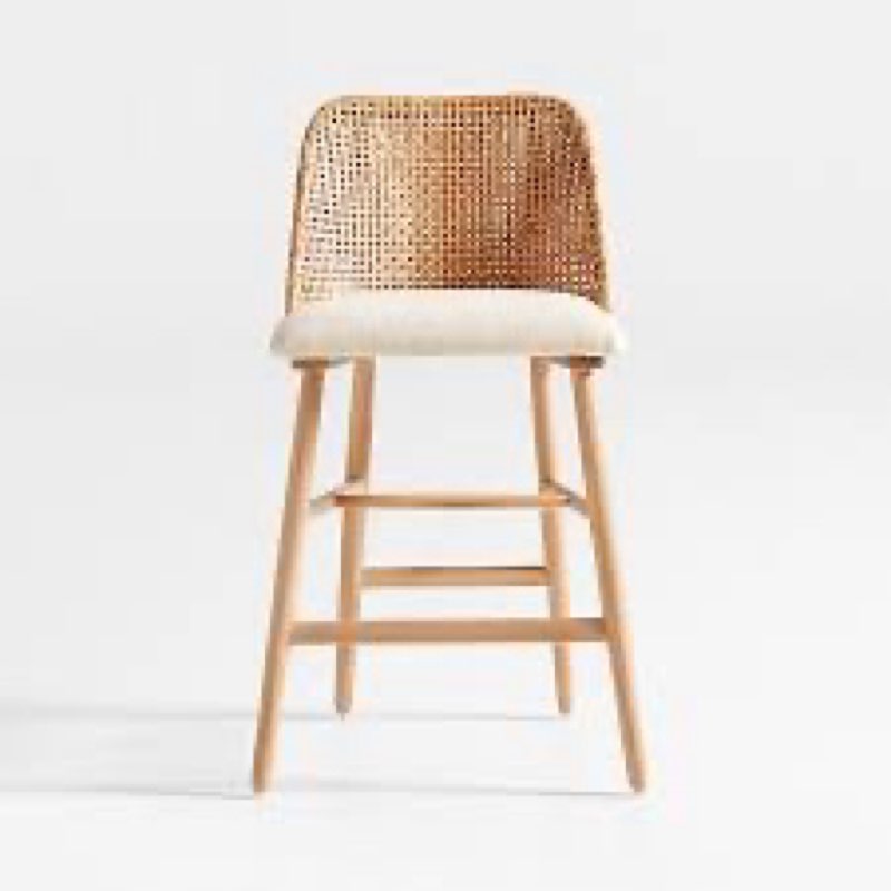 Ovale upholstered counter stool with wood frame
