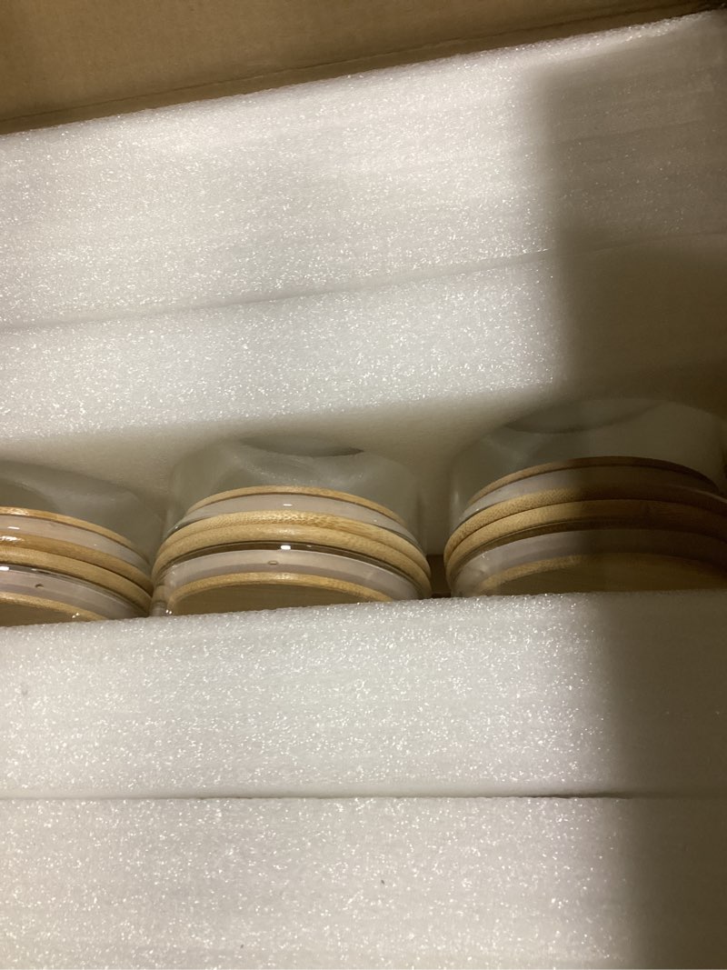 Condition photo showing Good Condition for yuncang glass food storage jars 50oz [set of 6],clear glass food storage containers with airtight bamboo lid stackable kitchen canisters for candy,cookie,rice,sugar,flour,pasta round-50oz-6pack