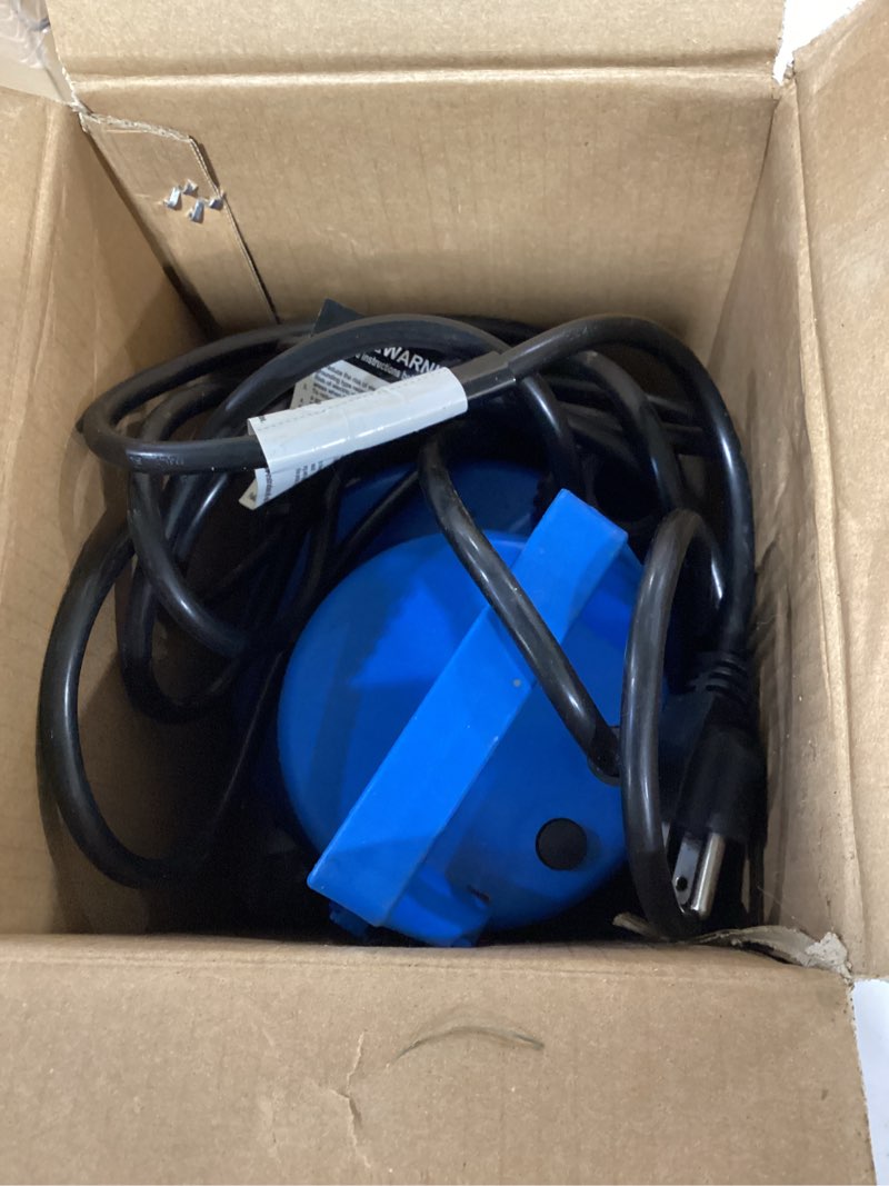 Condition photo showing Good Condition for 1/3 hp submersible water pump 2000 gph portable small sump pump for pool cover, basements, puddles, gardens ponds with 16.4 ft power cord and hose adapters, sky blue