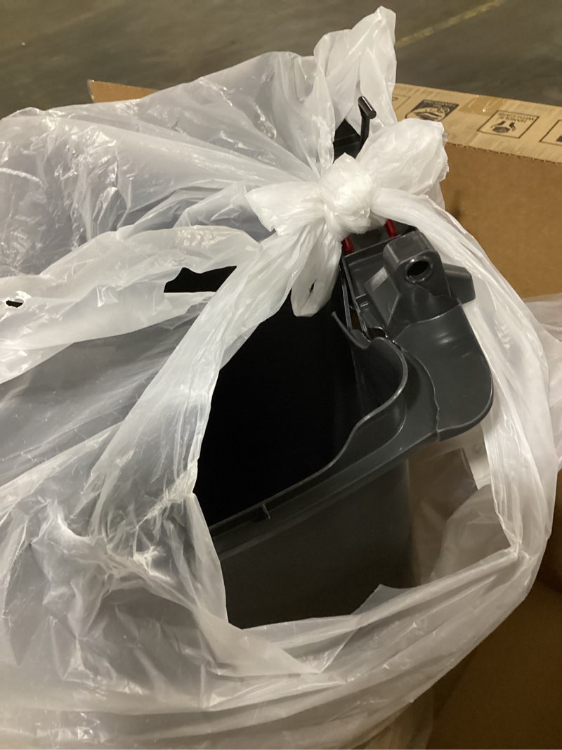 Condition photo showing As Is for glad 13 gallon trash can | plastic kitchen waste bin with odor protection of lid | hands free with step on foot pedal and garbage bag rings, black black 13 gallon