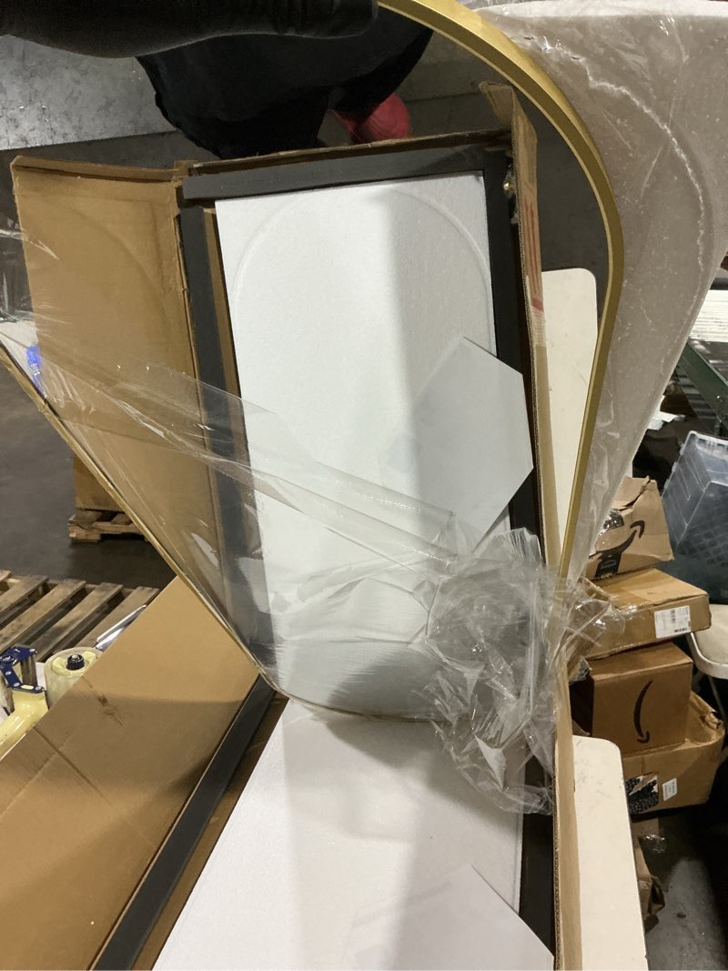 Condition photo showing Good Condition for full length mirror, oval wall mounted mirror, 48"x16" door mirrors with hanging leather strap, wall mirrors full length with aluminum frame for bathroom living room entryway (gold) oval-gold 48"l x 16"w