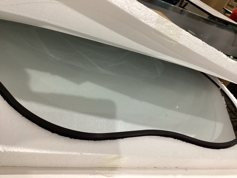 Condition photo showing Good Condition for dorlicecass irregular wall mirror - wall mirrors decorative 20"x36" black asymmetrical mirror tempered glass aviation aluminum alloy frame for bathroom, bedroom, living room, cloakroom, entryway black 20"l x 36"w