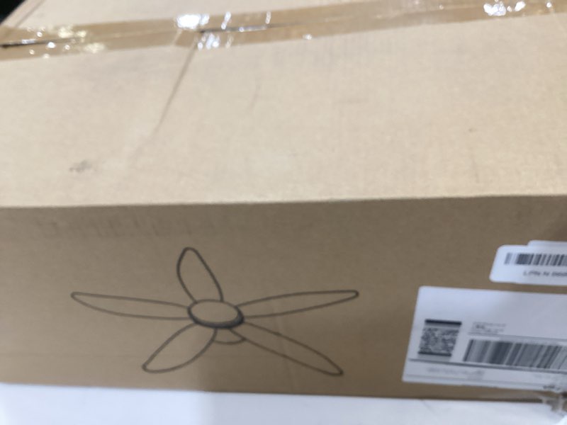 Condition photo showing New/Like New for Ceiling fan with light, 48" RGB Low Profile Ceiling fans with Lights and Remote Control, Dimmable, DC Reversible Motor, Noiseless, 6 Speeds Flush Mount White Ceiling Fan for Bedroom White Gold