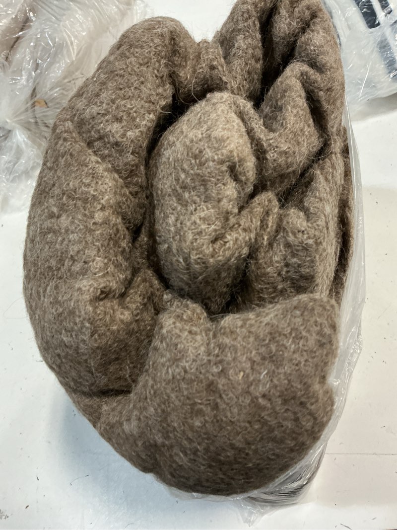 Condition photo showing As Is for quince alpaca boucle throw, 50x70, cocoa
