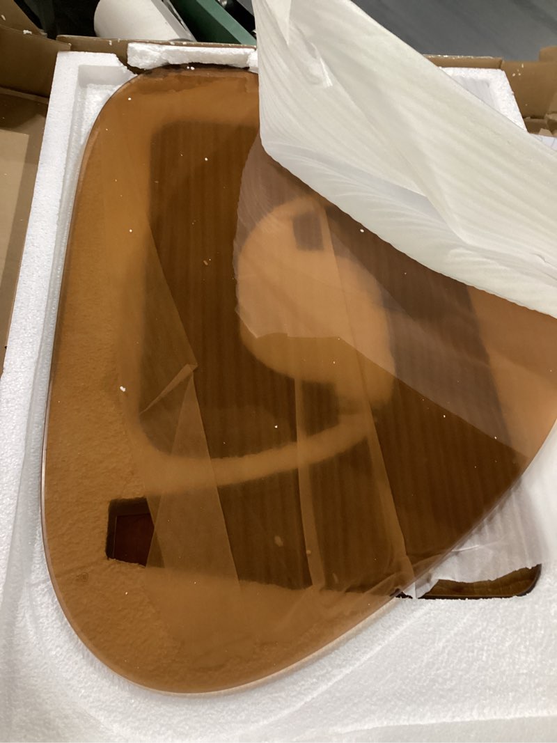 Condition photo showing Good Condition for cajca coffee table for living room mid century modern center table with glass top and wood, brown/walnut brown/walnut 32 inch