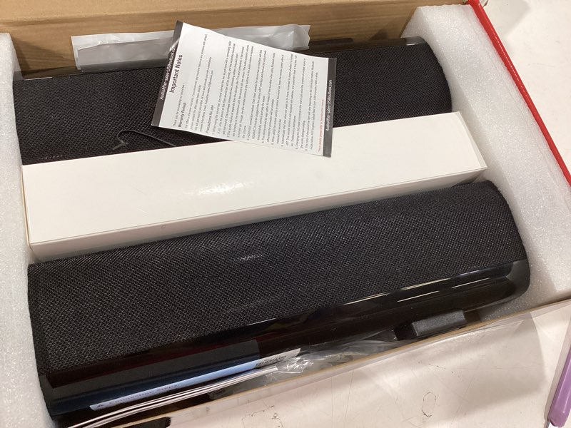 Condition photo showing Good Condition for puriom sound bar for smart tv, 100w sound bar with bluetooth 5.3/arc/opt/aux connect, 2-in-1 detachable home soundbar, home theater speaker & bass effect, for tv/pc/projectors black