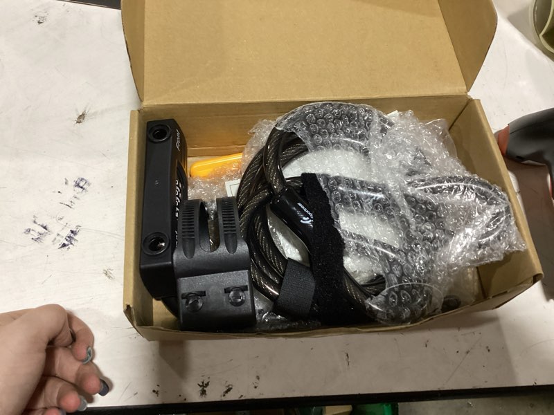 Condition photo showing New/Like New for sportneer bike lock: 14mm keyless combination u lock with 5ft security steel cable - heavy duty anti theft shackle bicycle u-locks with mounting bracket for bike scooter door, size 9.05''x4.9''