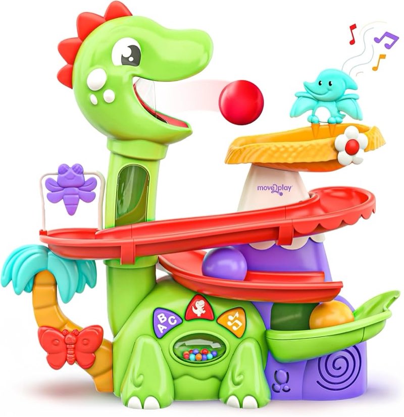 Move2Play, Air-Powered Dinosaur Ball Popper | 30+ Songs, Sayings, & Lights | Baby & Toddler Toys Age