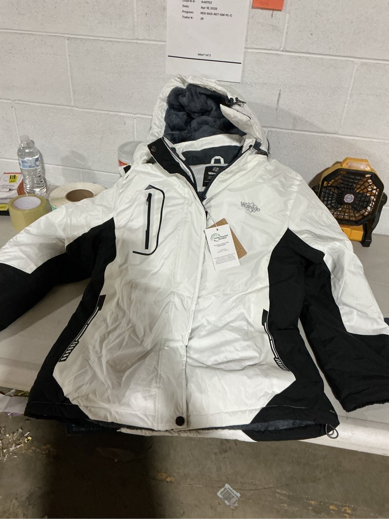 Condition photo showing Good Condition for wantdo girl's waterproof ski jacket hooded fleece winter snow coat windproof raincoats lightweight outwear size large white
