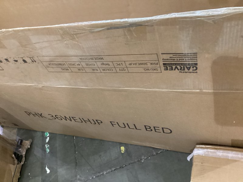 Condition photo showing As Is for garvee full size bed frame with 2 storage drawers, upholstered bed frame full with led light, double