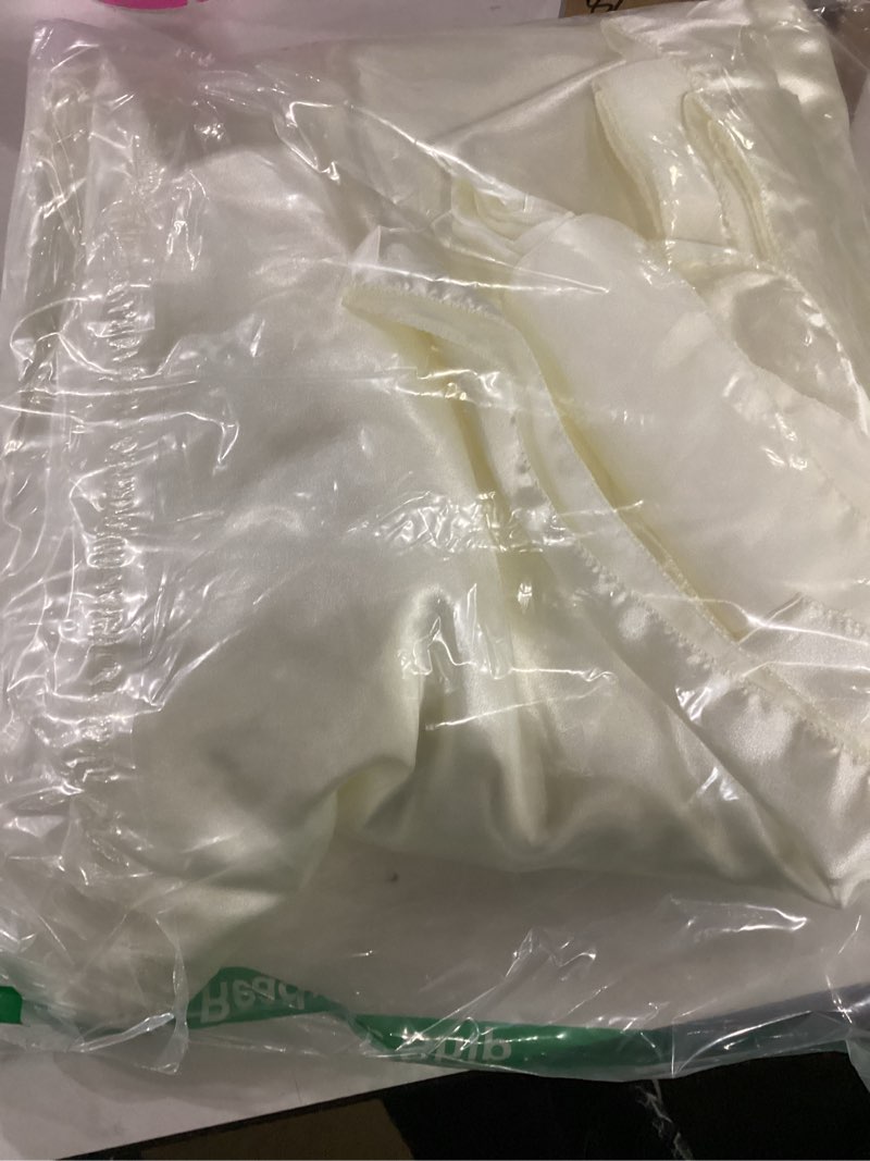 Condition photo showing Good Condition for turstin 4 packs satin tablecloth 102 x 58 inch overlay satin table cover rectangle bright silk tablecloth smooth fabric table decoration for wedding banquet party events, ivory ivory 4