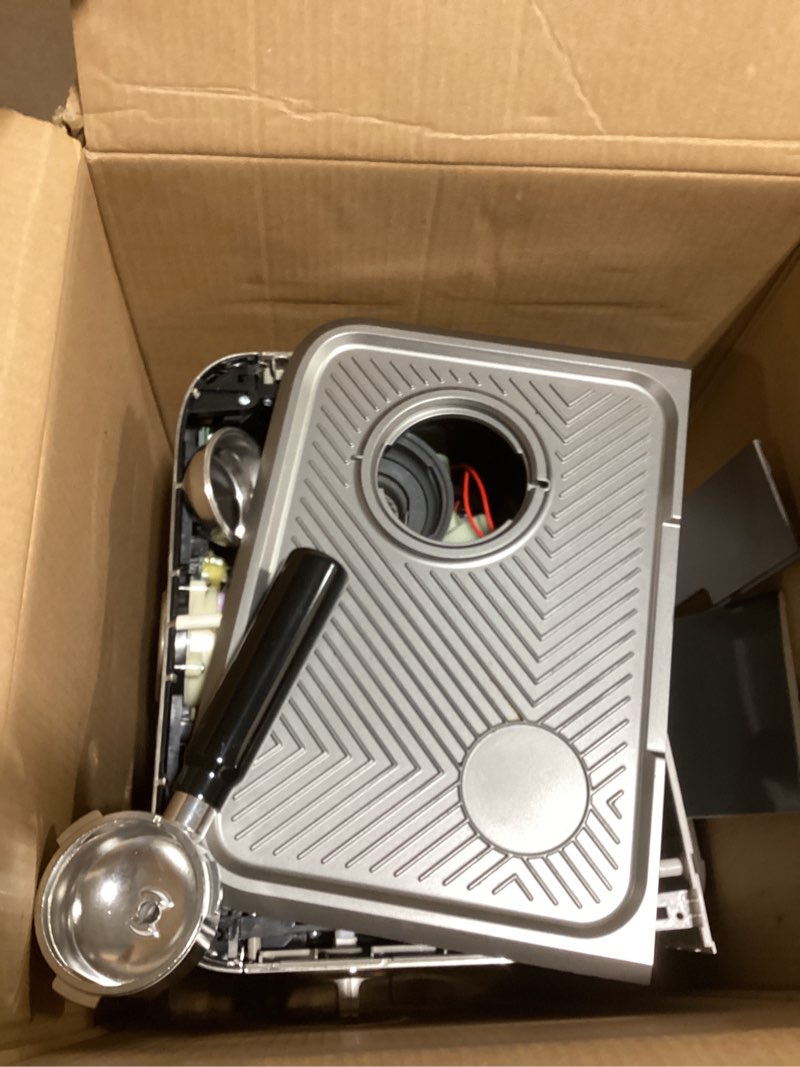 Condition photo showing As Is for Chefman Crema Supreme 15 Bar Espresso Machine with Milk Frother, Barista Steam Wand, Professional Coffee Maker with Coffee Grinder, 30 Grind Settings, 3L Removable Water Tank - Stainless Steel