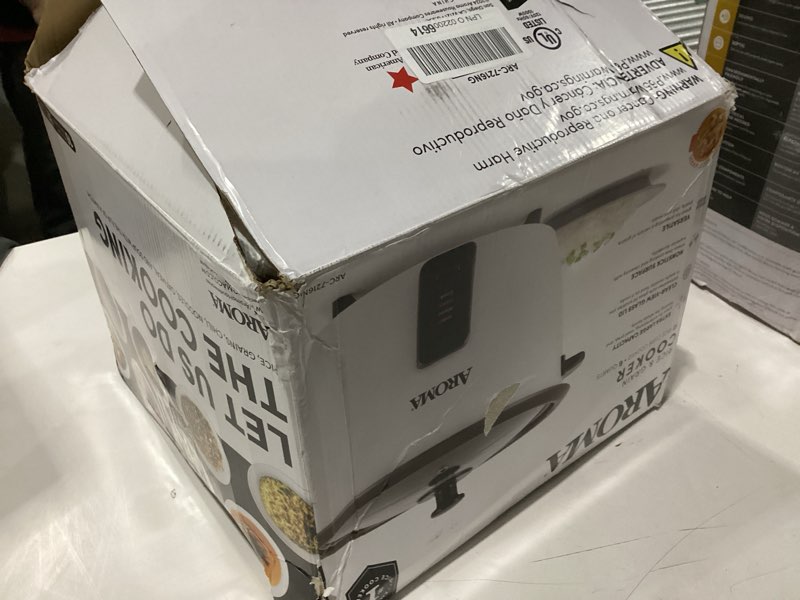 Condition photo showing Good Condition for Not tested AROMA® Rice Cooker, 8-Cup (Uncooked) / 16-Cup (Cooked), Pot-Style Rice Cooker and Soup Warmer with One-Touch Control, 4 Qt, White, ARC-368NG