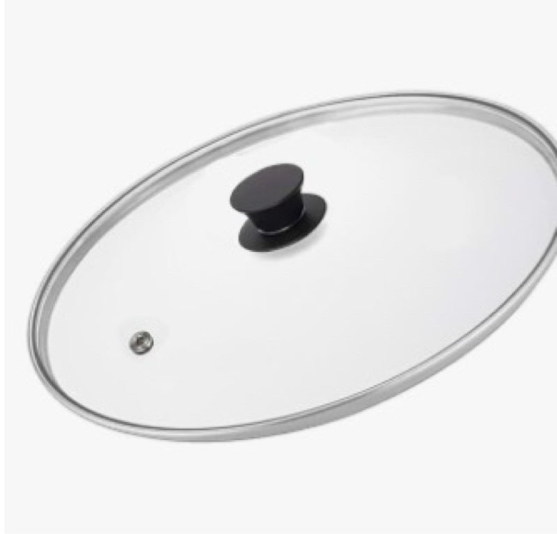14 inch pan lid, 14'' frying pan lids, tempered glass cast iron lid for skillets, fry pan, wok pot (