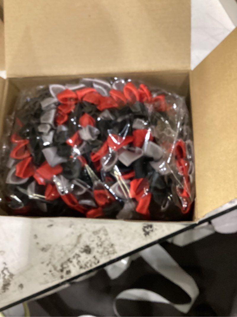 Condition photo showing New/Like New for 43" 2026 graduation lei double braided strands ribbon lei necklace hawaiian flower garland for class of 2026 graduation party supplies black silver and red
