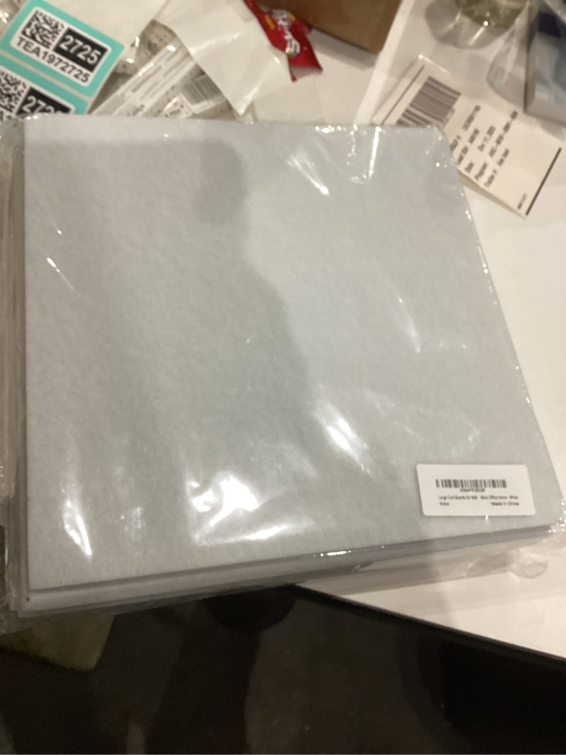 Condition photo showing New/Like New for 12-Pack Large Cork Board: 48x36 Inch Bulletin Board with 72 Damage-Free Pads & Push Pins for Office Home Wall, White Felt Alternative 12p White 12PCS Square