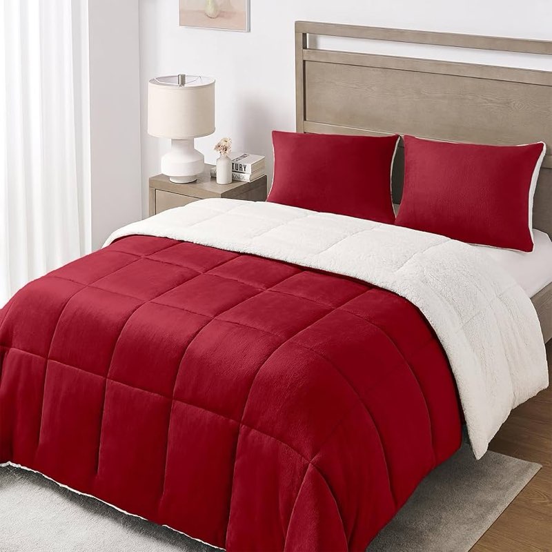Basic Beyond King Size Comforter Set - Thick Fleece Sherpa Comforter Set for Winter, Soft and Fuzzy 