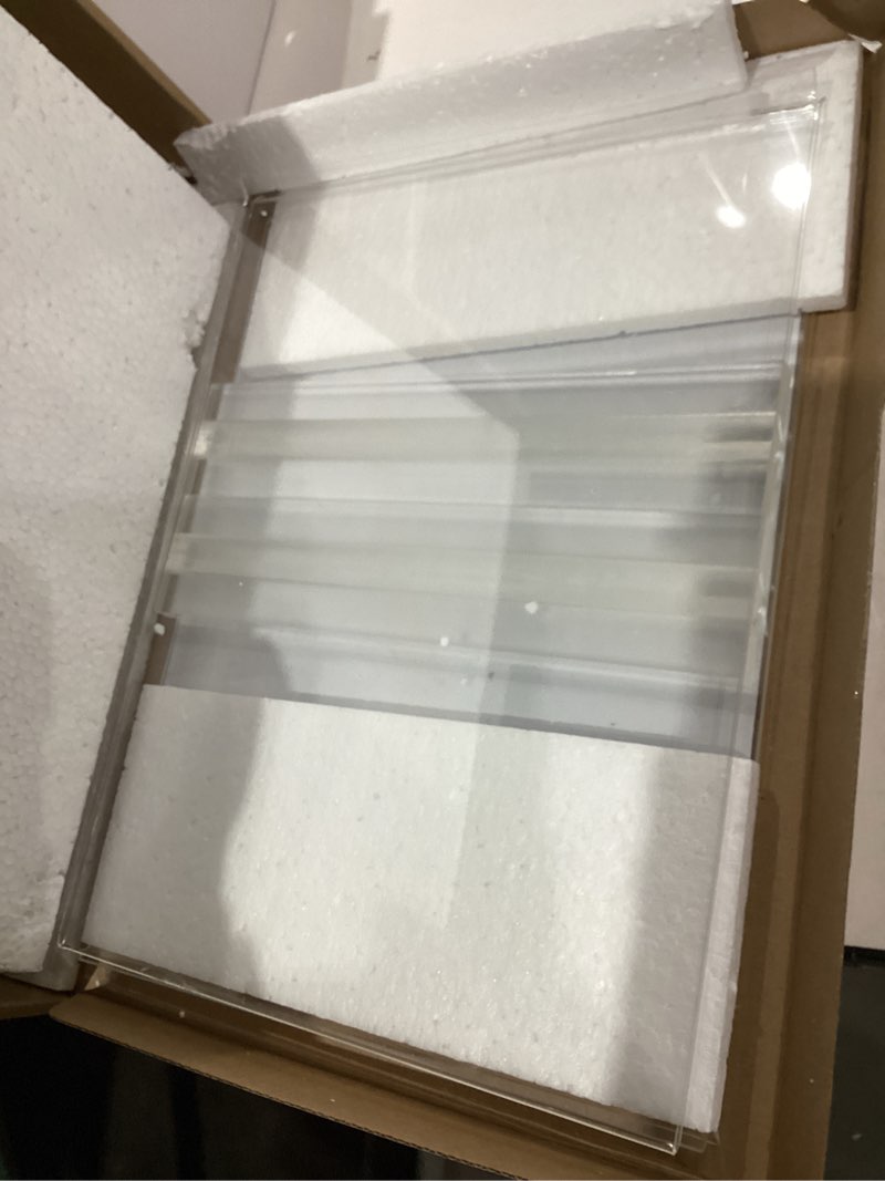 Condition photo showing As Is for MaxGear Acrylic Sign Holder 8.5x11 Inches 2 Pack, Double Sided Clear Display Stand Table Top Paper Holder, Vertical Menu Flyer Stand, Plastic Frame for Stores, Restaurants, Hotels, Office