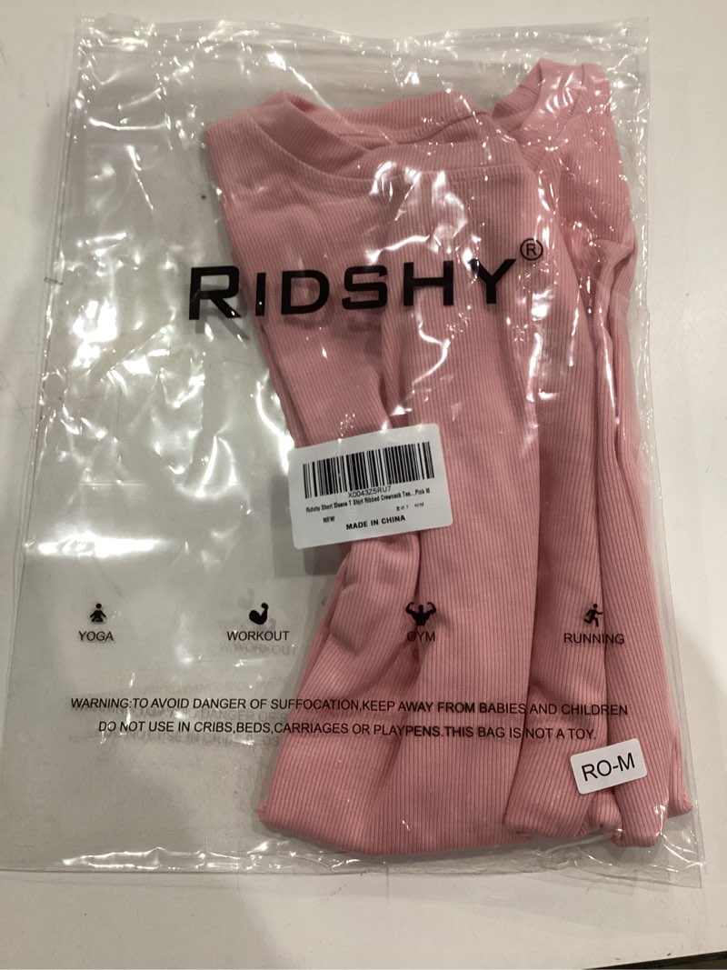 Condition photo showing New/Like New for Womens Short Sleeve T Shirts Crewneck Slim Tshirt Ribbed Basic Tees Summer Tops Small Pink