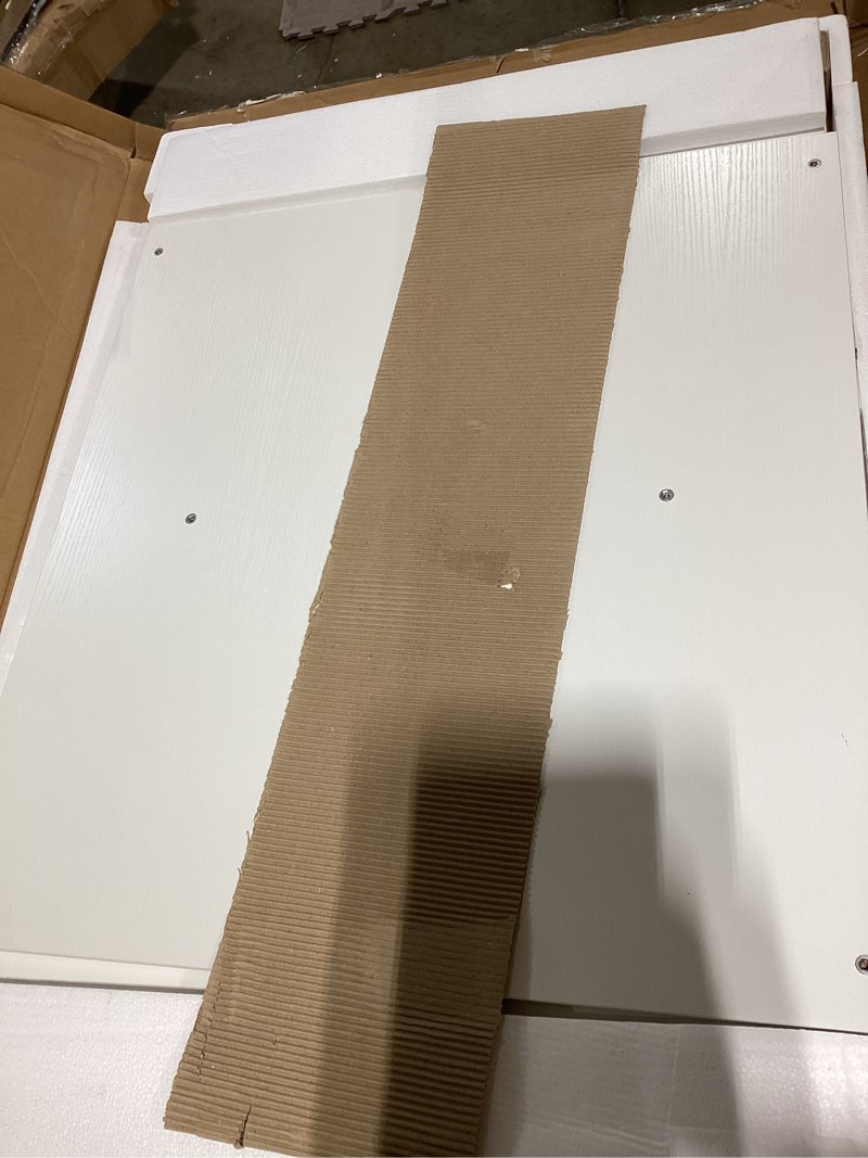 Condition photo showing Good Condition for praisun 63 x 29.5 inch computer desk with deeper desktop, gaming office writing work desk for home office, study, bedroom, work from home, metal frame, white white 63*29.5inch