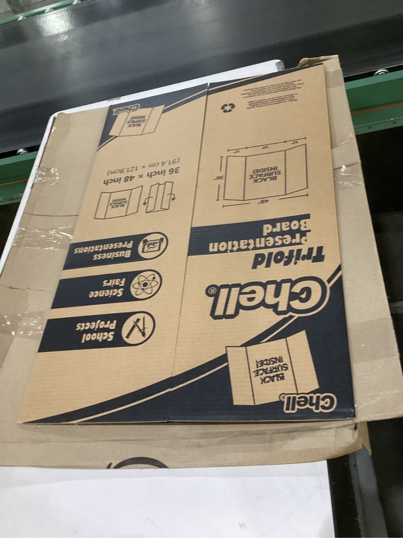 Condition photo showing New/Like New for Chell 36\" x 48\" Large Trifold Poster Board, 1 Pack, Black Corrugated Project Boards for Science Fair, School Projects, Event Displays and Business Presentations