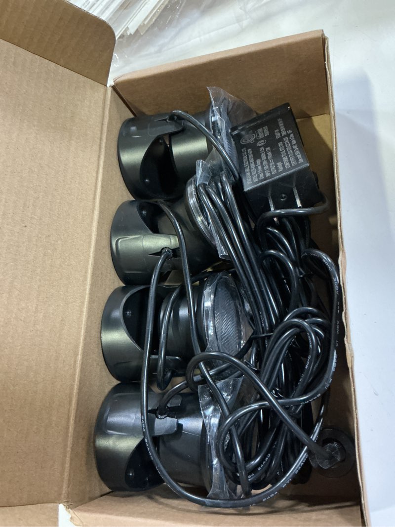 Condition photo showing Good Condition for poposoap led pond lights 4-head, ip68 waterproof underwater lights with 8h timer function, 90° rotatable design & gravity base fountain lights for pond, fountain, waterfall, aquarium, pool-p64hz 4 warm white lights-corded electric