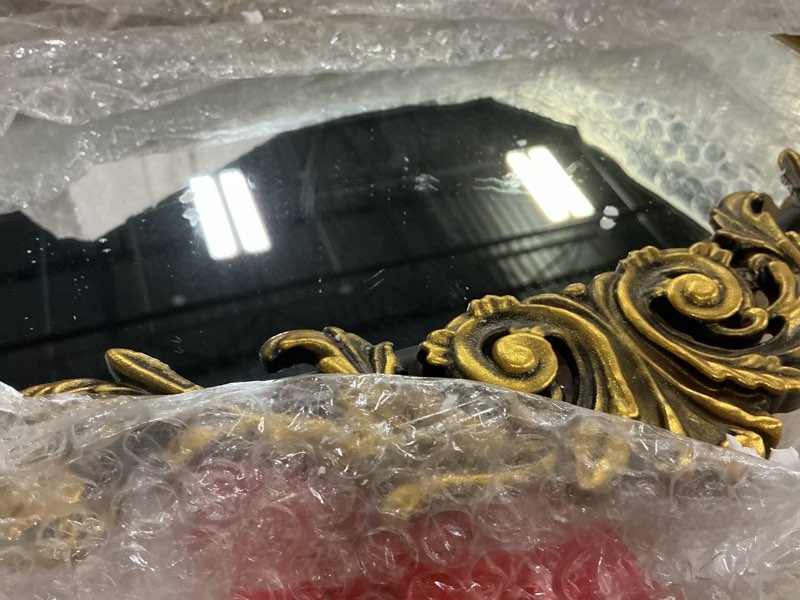 Condition photo showing Good Condition for Gold Baroque Mirror Antique 16x24 Inches - Vintage Arched Mirror with Ornate Gold Frame for Entryway, Narrow Hallway & Bathroom Wall Decor 24"L x 16"W Gold