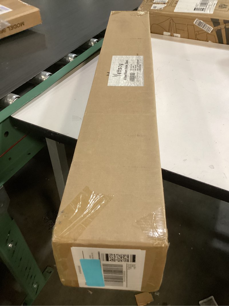 Condition photo showing New/Like New for Room Divider 6FT Tall Folding Privacy Partition Screen, 88'' W Portable Wall Divider for Room Separation, Freestanding 4 Panel Room Divider Panel Privacy Screen for Dorm Studio Office, Black