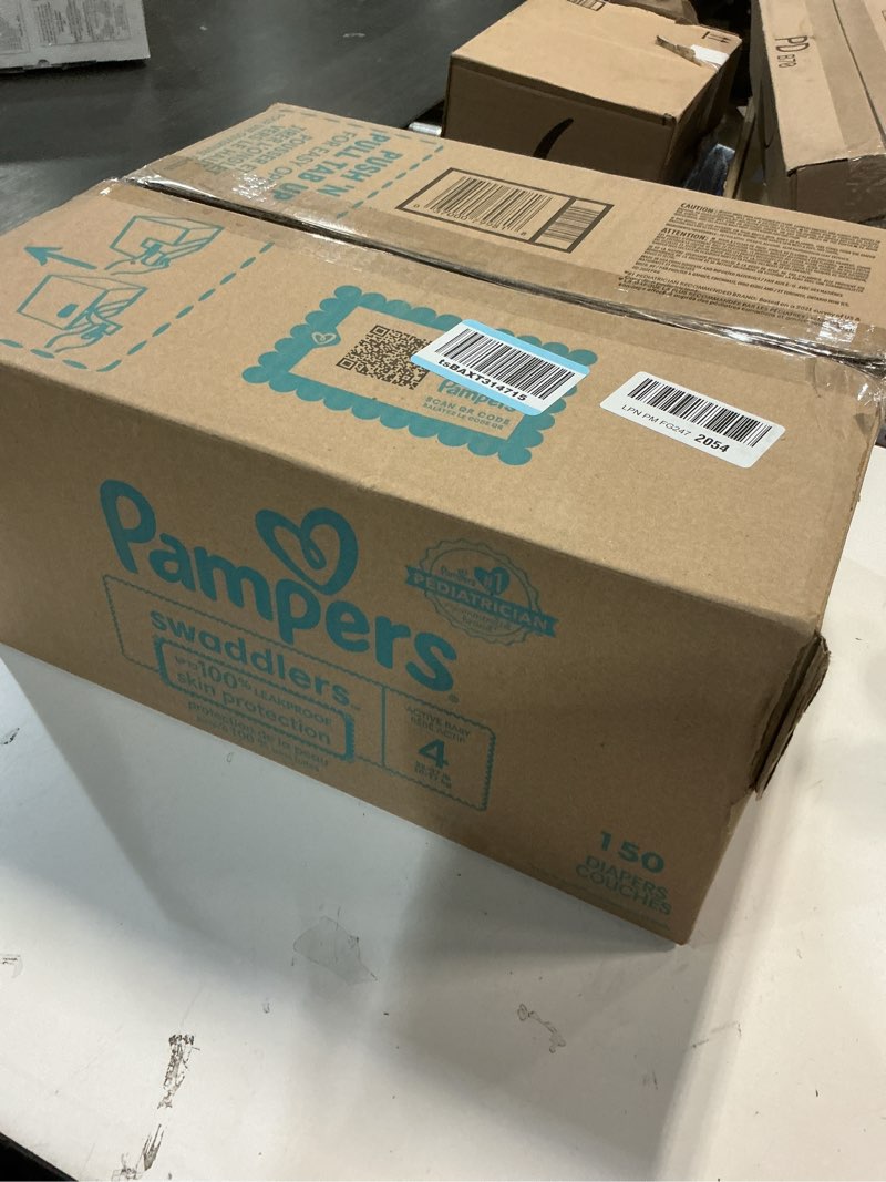 Condition photo showing New/Like New for Pampers Swaddlers Diapers, Size 4 (15-34 lbs), 150 Count, Absorbent, Keeps Baby Dry and Comfortable, Skin Safe Disposable Baby Diaper (Packaging May Vary) Size 4 150